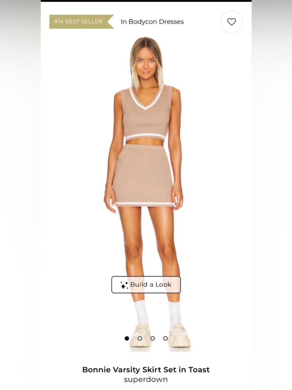 superdown Taupe Knit Set with Cream Accents - top and skirt selling as set - NWT